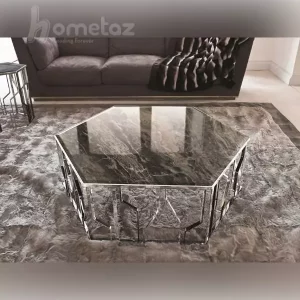 میز وسط پایه استیل چند ضلعی زیبا مدل لورنزیا