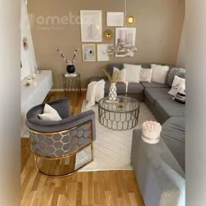 مبل پایه استیل رویه کوبی طوسی مادلین