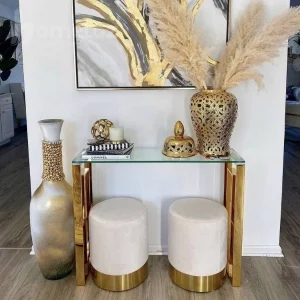 میز اینه کنسول پایه طلایی