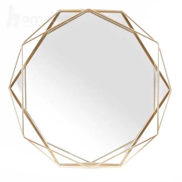 فروش آینه شش ضلعی با فریم استیل مدل آسنات