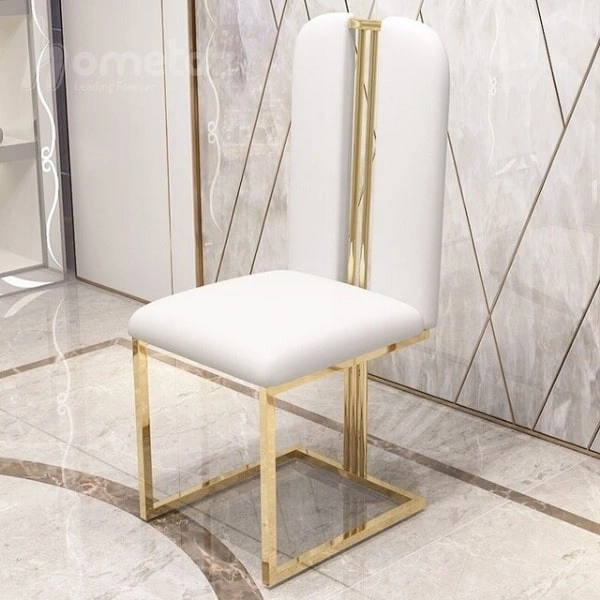 خرید صندلی پایه استیل سفید طلایی مدرن