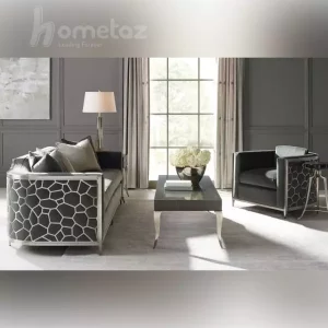 مبل تک نفره پایه استیل نقره ای سانیه