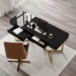 میز اداری استیل صفحه مشکی