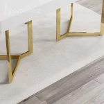 میز اداری پایه استیل سفید طلایی
