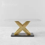 میز نهارخوری پایه استیل طرح کیارنگ طلایی