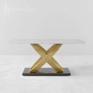 میز نهارخوری پایه استیل طرح کیارنگ طلایی
