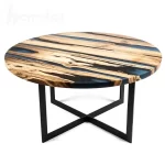 میز جلومبلی پایه فلزی با صفحه چوب و رزین مدل ht1622