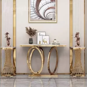 میز کنسول پایه استیل دایره ای ترگل
