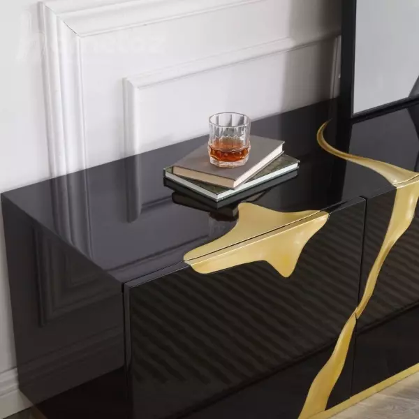خرید میز تلویزیون پایه فلزی با باکس چوب و رزین مدل ویکتوریا