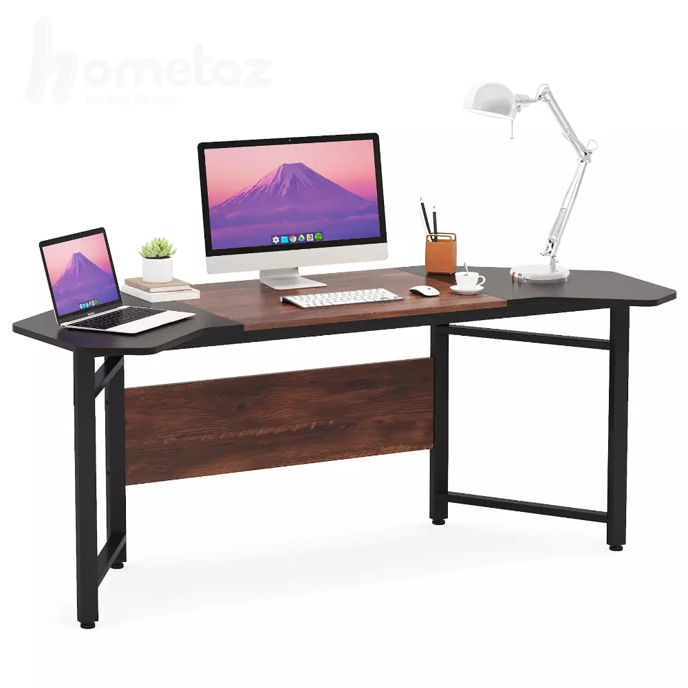 میز کامپیوتر و اداری فلزی با صفحه چوب یا ام دی اف طرح چوب مدل ht1898