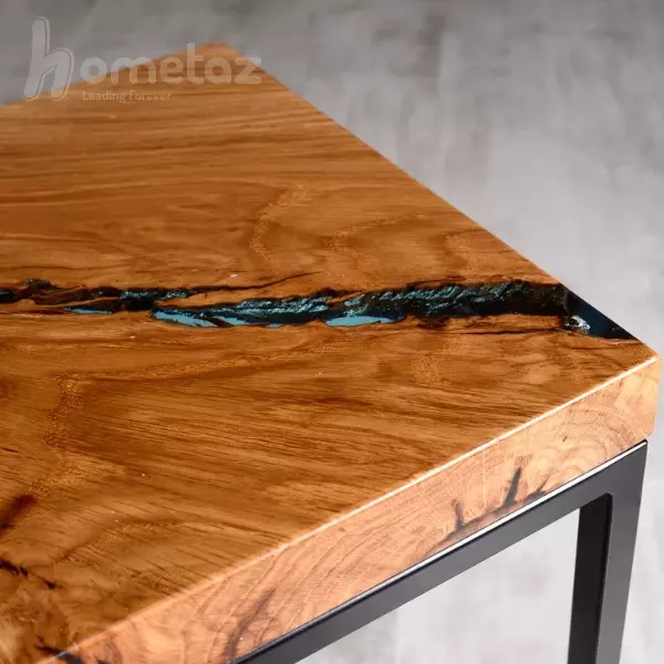 گل میز پایه فلزی با صفحه چوب و رزین بی رنگ مدل ht1634
