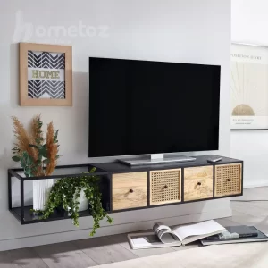 تولید و فروش میز تلویزیون دیواری فلزی با mdf یا چوب طبیعی مدل ht2106