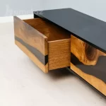 قیمت روز میز تلویزیون پایه چوبی با ترکیب باکس چوب و رزین اپوکسی مدل ht2342