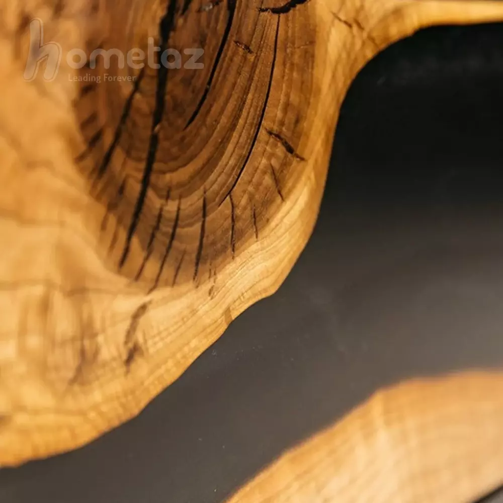 تولید و فروش میز تلویزیون پایه چوبی با ترکیب باکس چوب و رزین اپوکسی مدل ht2342
