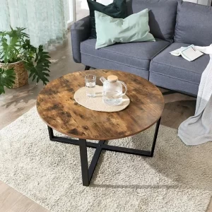 فروش انلاین جلو مبلی پایه فلزی گرد با صفحه چوب یا طرح چوب مدل ht2380 مشکی