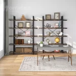 سفارش ساخت شلف اهنی با صفحات چوب یا mdf طرح چوب مدل ht1599