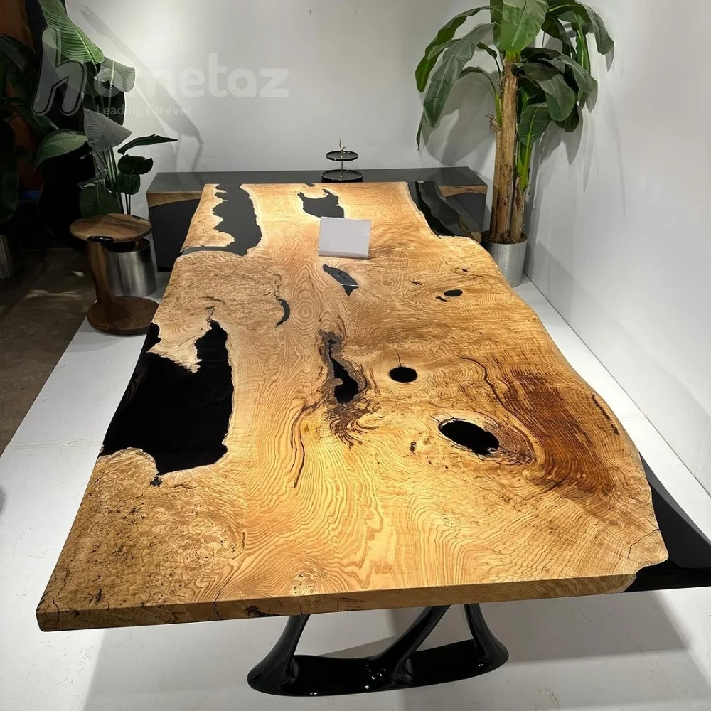 خرید اینترنتی میز ناهار خوری رزینی با ترکیب چوب طبیعی مدل ht2424