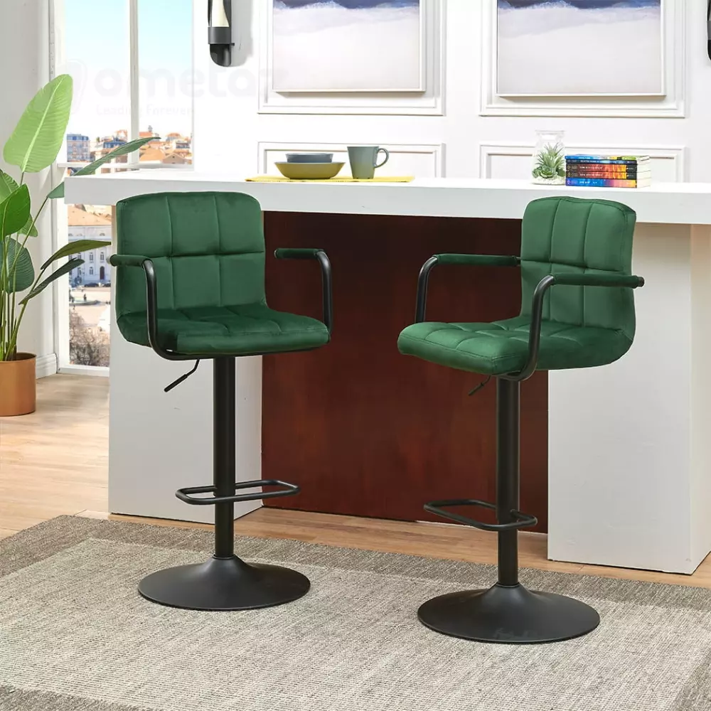 فروش انلاین صندلی اپن جک دار پایه فلزی لوکس مدل ht2134 سبز مشکی