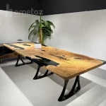 فروش میز ناهار خوری رزینی با ترکیب چوب طبیعی مدل ht2424 ارزان قیمت