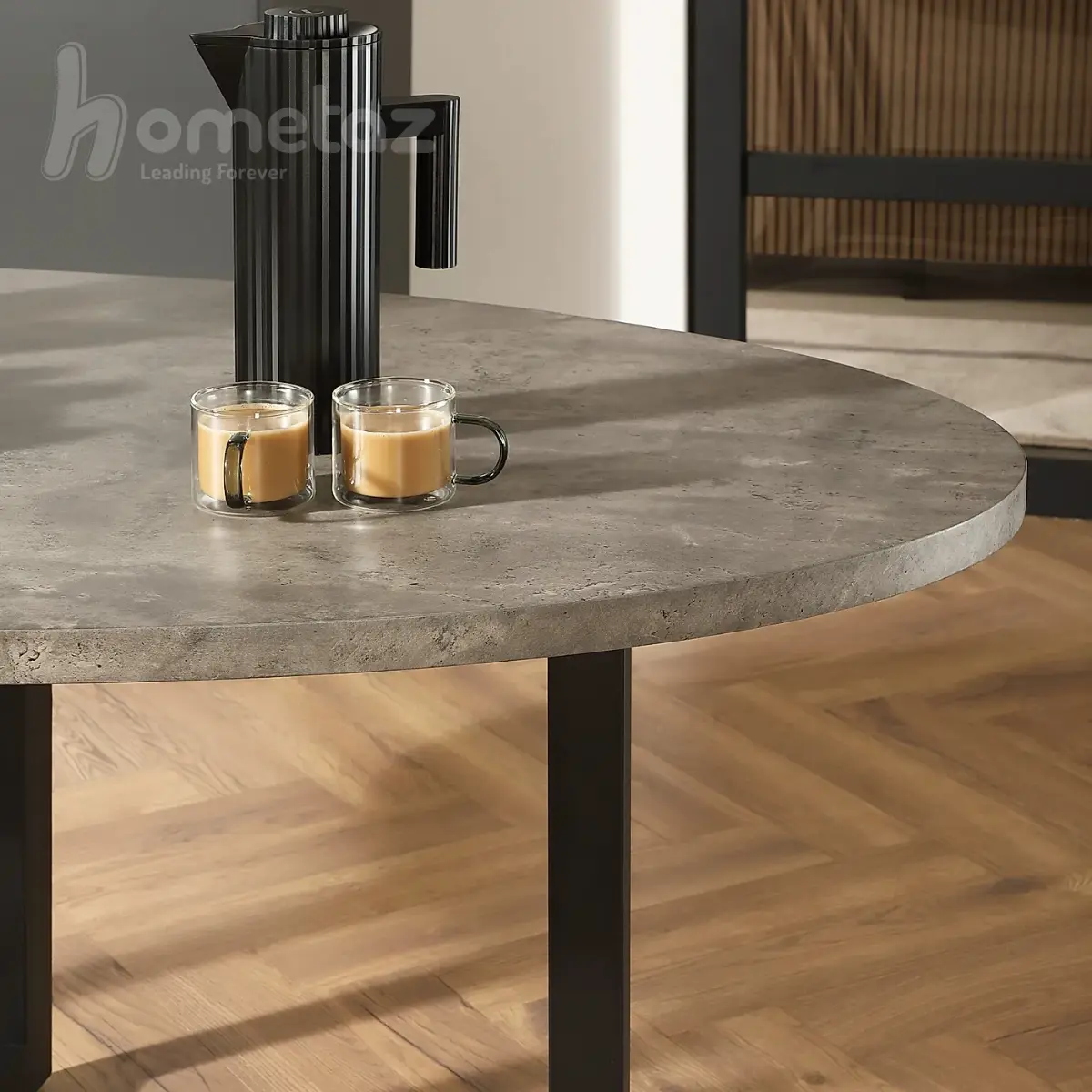سفارش ساخت میز ناهار خوری بیضی پایه فلزی مشکی مدرن مدل ht2526