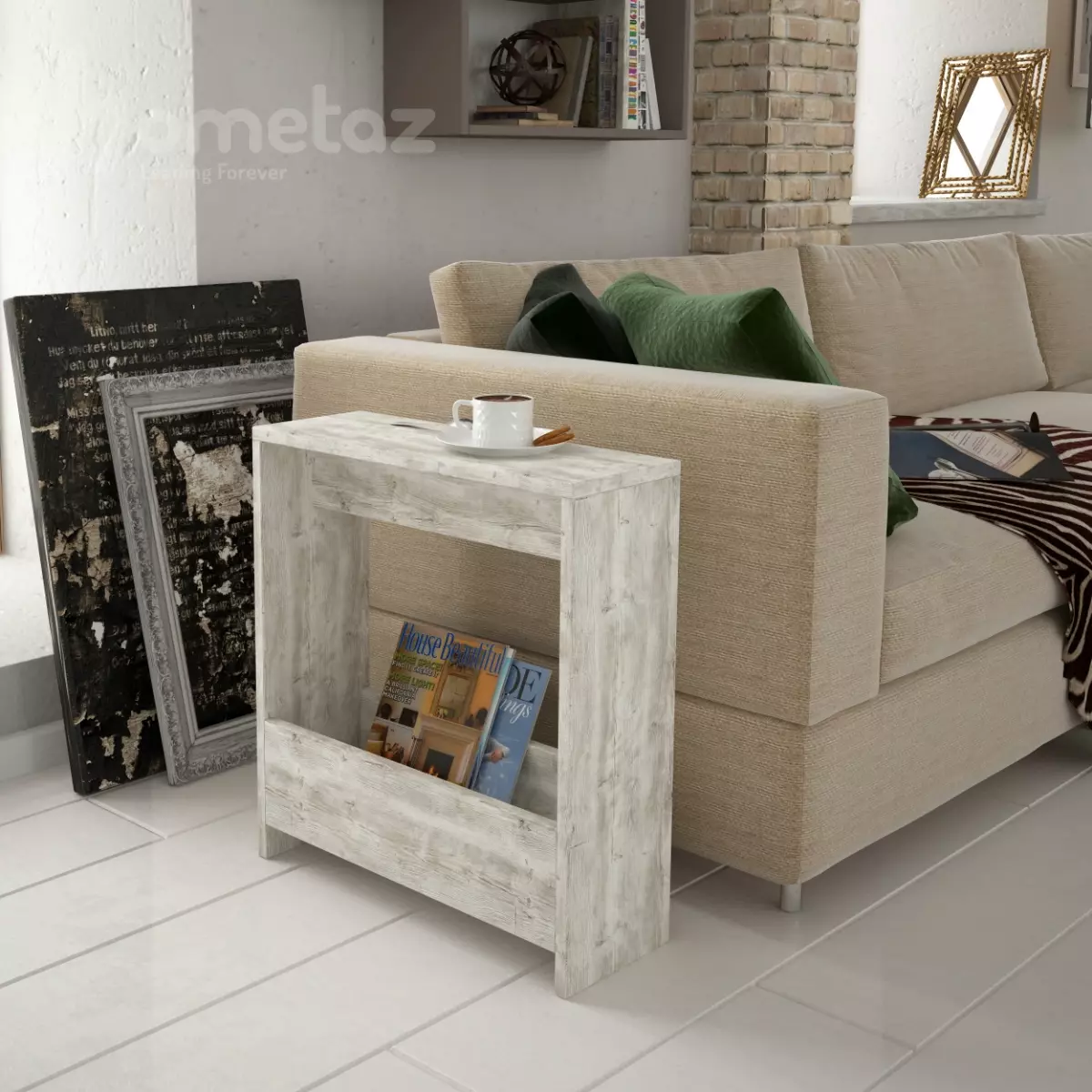 فروش کنار مبلی جدید و شیک ام دی افی مدل ht2198 سفید