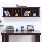 فروش شلف و قفسه دیواری ساده ام دی افی مدل ht2024 قهوه ای