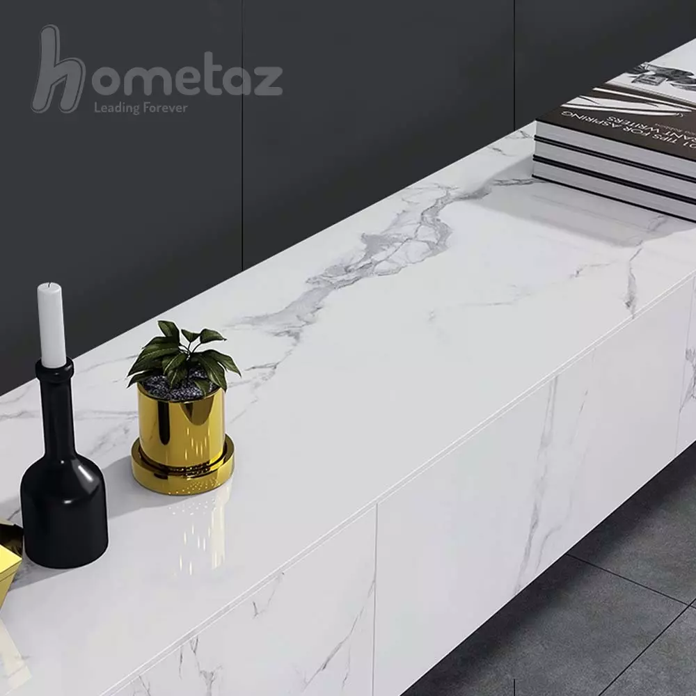 میز تلویزیون لاکچری دیواری ام دی افی مدل ht1986 طرح سنگ سفید