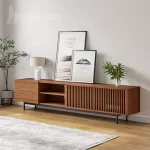 سفارش ساخت میز تلویزیون طرح چوب جدید و مدرن پایه فلزی مدل ht2001
