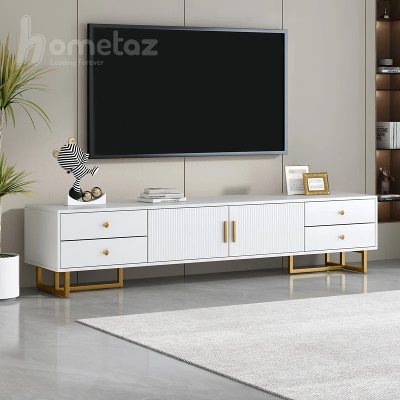فروش میز تلویزیون پایه استیل و باکس هایگلاس مدل آنیسا