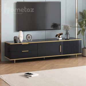 فروش میز تلویزیون لاکچری مدل هلیسا با پایه آهنی یا استیل