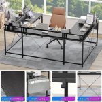 میز گیمینگ U شکل سه تکه با پیچ تنظیم ارتفاع مدل ht2579 مشکی